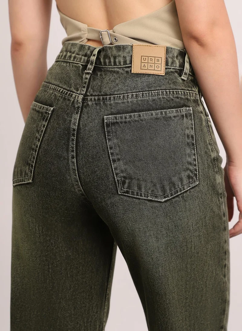 Urbano Fashion  Urbano Fashion Women's Light Grey High Rise Straight Fit Washed Jeans Non-Stretchable for Women | Best Price UAE